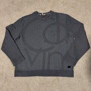 Calvin Klein Jeans Mens XL Crew Neck Sweatshirt Pullover Arm Pocket Logo Gray